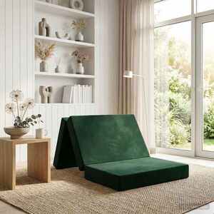 Imagine vidaXL Canapea Pat Pliabilă 80 x 67 x 45 cm Verde închis