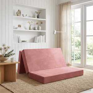 Imagine vidaXL Canapea Pat Pliabilă 120 x 67 x 45 cm Roz
