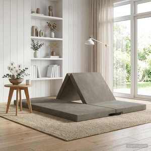 Imagine vidaXL Canapea Pat Pliabilă 140 x 67 x 15 cm Gri deschis