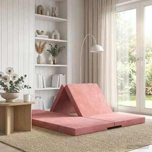 Imagine vidaXL Canapea Pat Pliabilă 140 x 67 x 15 cm Roz