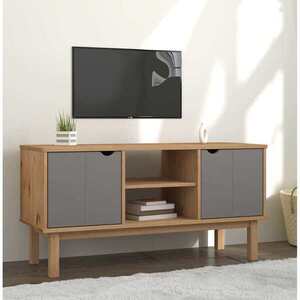 Imagine vidaXL Dulap TV OTTA, maro și gri, 113, 5x43x57 cm, lemn masiv de pin