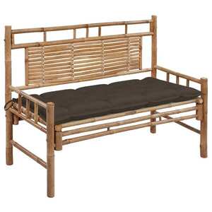 Imagine vidaXL Bancă de grădină cu pernă, 120 cm, bambus