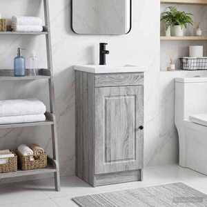 Imagine vidaXL Mobilă de baie cu chiuvetă Sonoma gri 42 x 40 x 84, 5 cm