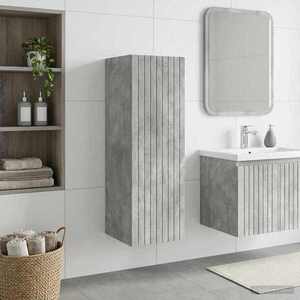 Imagine vidaXL Dulap Bathroom Montat pe Perete Gri Beton 33 x 34, 5 x 60 cm