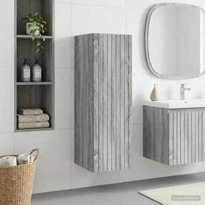 Imagine vidaXL Dulap Bathroom Montat pe Perete Sonoma gri 33 x 34, 5 x 60 cm