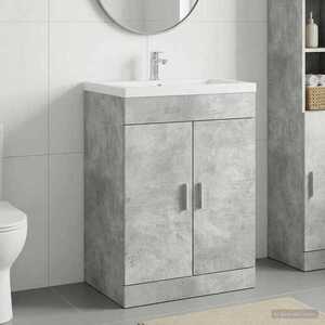 Imagine vidaXL Dulap sub chiuvetă pentru baie Gri Beton 56 x 37, 5 x 81 cm