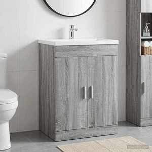 Imagine vidaXL Dulap sub chiuvetă pentru baie Sonoma gri 56 x 37, 5 x 81 cm
