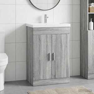 Imagine vidaXL Dulap sub chiuvetă pentru baie Sonoma gri 78, 5 x 37, 5 x 81 cm