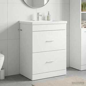 Imagine vidaXL Dulap sub chiuvetă pentru baie Alb 56 x 37, 5 x 81 cm