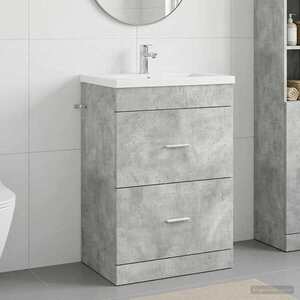 Imagine vidaXL Dulap sub chiuvetă pentru baie Gri Beton 56 x 37, 5 x 81 cm