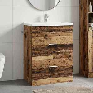 Imagine vidaXL Dulap sub chiuvetă pentru baie Lemn vechi 56 x 37, 5 x 81 cm