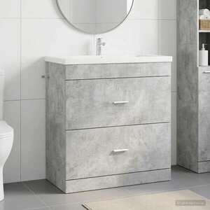 Imagine vidaXL Dulap sub chiuvetă pentru baie Gri Beton 78, 5 x 37, 5 x 81 cm