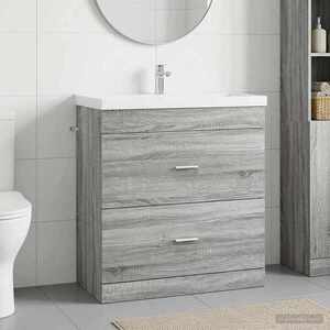 Imagine vidaXL Dulap sub chiuvetă pentru baie Sonoma gri 78, 5 x 37, 5 x 81 cm