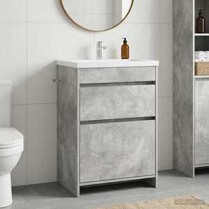 Imagine vidaXL Dulap sub chiuvetă pentru baie Gri Beton 56 x 37, 5 x 81 cm