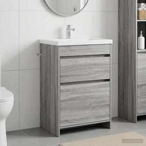 Imagine vidaXL Dulap sub chiuvetă pentru baie Sonoma gri 56 x 37, 5 x 81 cm