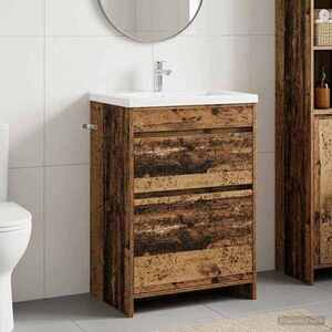 Imagine vidaXL Dulap sub chiuvetă pentru baie Lemn vechi 56 x 37, 5 x 81 cm