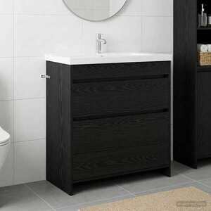 Imagine vidaXL Dulap sub chiuvetă pentru baie Stejar Negru 78, 5 x 37, 5 x 81 cm