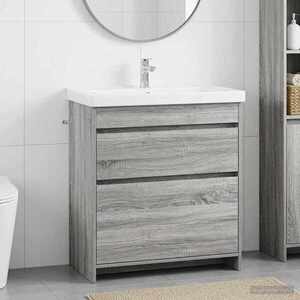 Imagine vidaXL Dulap sub chiuvetă pentru baie Sonoma gri 78, 5 x 37, 5 x 81 cm