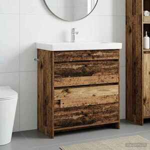 Imagine vidaXL Dulap sub chiuvetă pentru baie Lemn vechi 78, 5 x 37, 5 x 81 cm