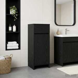 Imagine vidaXL Dulap de Baie Stejar Negru 35 x 36, 5 x 85 cm Lemn prelucrat