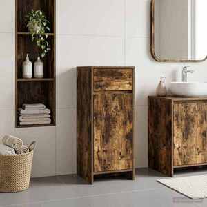 Imagine vidaXL Dulap de Baie Stejar fumuriu 35 x 36, 5 x 85 cm Lemn prelucrat