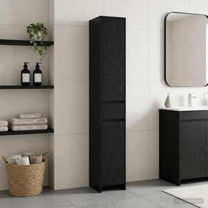 Imagine vidaXL Dulap de Baie Stejar Negru 30 x 33 x 190 cm Lemn prelucrat