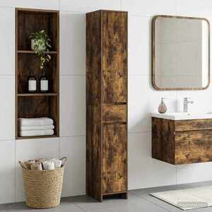 Imagine vidaXL Dulap de Baie Stejar fumuriu 30 x 33 x 190 cm Lemn prelucrat