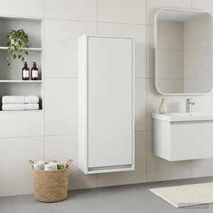 Imagine vidaXL Chiuvetă de baie suspendată Alb 35 x 20 x 81 cm Lemn prelucrat