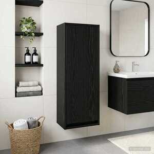 Imagine vidaXL Chiuvetă de baie suspendată Stejar Negru 35 x 20 x 81 cm