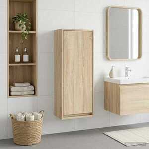 Imagine vidaXL Chiuvetă de baie suspendată Stejar Sonoma 35 x 20 x 81 cm