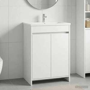 Imagine vidaXL Dulap sub chiuvetă pentru baie Alb 56 x 37, 5 x 81 cm