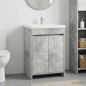 Imagine vidaXL Dulap sub chiuvetă pentru baie Gri Beton 56 x 37, 5 x 81 cm