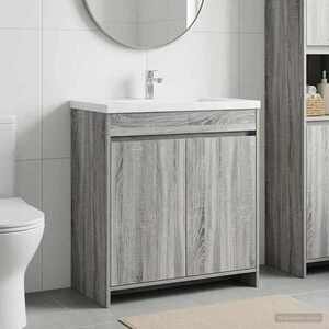 Imagine vidaXL Dulap sub chiuvetă pentru baie Sonoma gri 78, 5 x 37, 5 x 81 cm