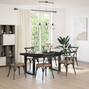 Imagine vidaXL Masă de dining NOAIN 160 cm Lemn masiv de pin Negru