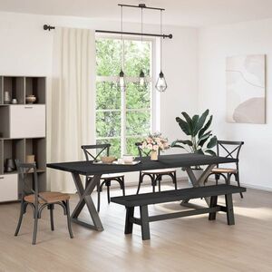 Imagine vidaXL Bancă de Dining NOAIN 160 x 41 x 45 cm Lemn masiv de pin Negru