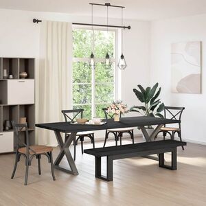 Imagine vidaXL Bancă de Dining NOAIN 160 x 41 x 45 cm Lemn masiv de pin Negru