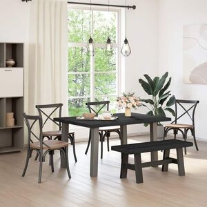 Imagine vidaXL Bancă de Dining NOAIN 120 x 41 x 45 cm Lemn masiv de pin Negru