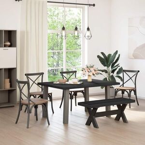 Imagine vidaXL Bancă de Dining NOAIN 120 x 41 x 45 cm Lemn masiv de pin Negru