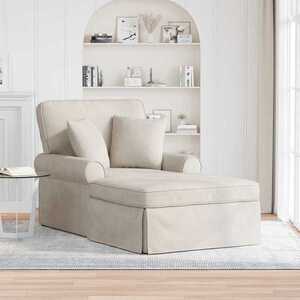 Imagine vidaXL Chaise Lounge cu fustă cu pernă Crem 157 x 91 x 91 cm ARES