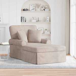 Imagine vidaXL Chaise Lounge cu fustă cu pernă Bej 157 x 91 x 91 cm ARES