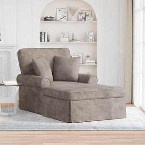 Imagine vidaXL Chaise Lounge cu fustă cu pernă Nisipiu 157 x 91 x 91 cm ARES