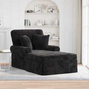 Imagine vidaXL Chaise Lounge cu fustă cu pernă Negru 157 x 91 x 91 cm ARES