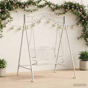 Imagine vidaXL Cadru de Că swings Alb Antic 113 x 121, 5 x 168 cm Oțel