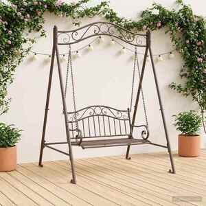 Imagine vidaXL Cadru de Că swings Maro Antic 113 x 121, 5 x 168 cm Oțel