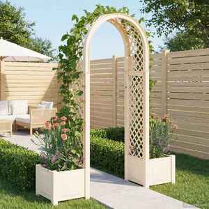 Imagine vidaXL Arc de trandafiri cu ghiveci Alb 168, 5 x 43 x 207 cm PP