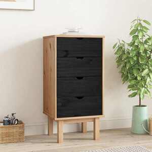 Imagine vidaXL Comodă cu sertare OTTA Negru 45 x 39 x 90 cm Lemn masiv de pin