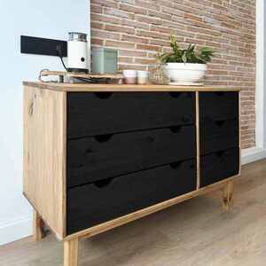 Imagine vidaXL Dulap cu sertare cu sertar OTTA Negru 111 x 43 x 73, 5 cm