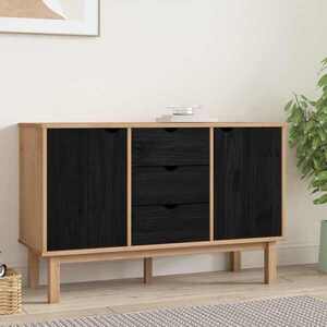 Imagine vidaXL Bufet OTTA Negru 113, 5 x 43 x 73 cm Lemn masiv de pin