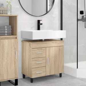 Imagine vidaXL Unitate Vanity pentru Baie Stejar Sonoma 60 x 35 x 60 cm