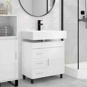 Imagine vidaXL Unitate Vanity pentru Baie Alb foarte lucios 60 x 35 x 60 cm